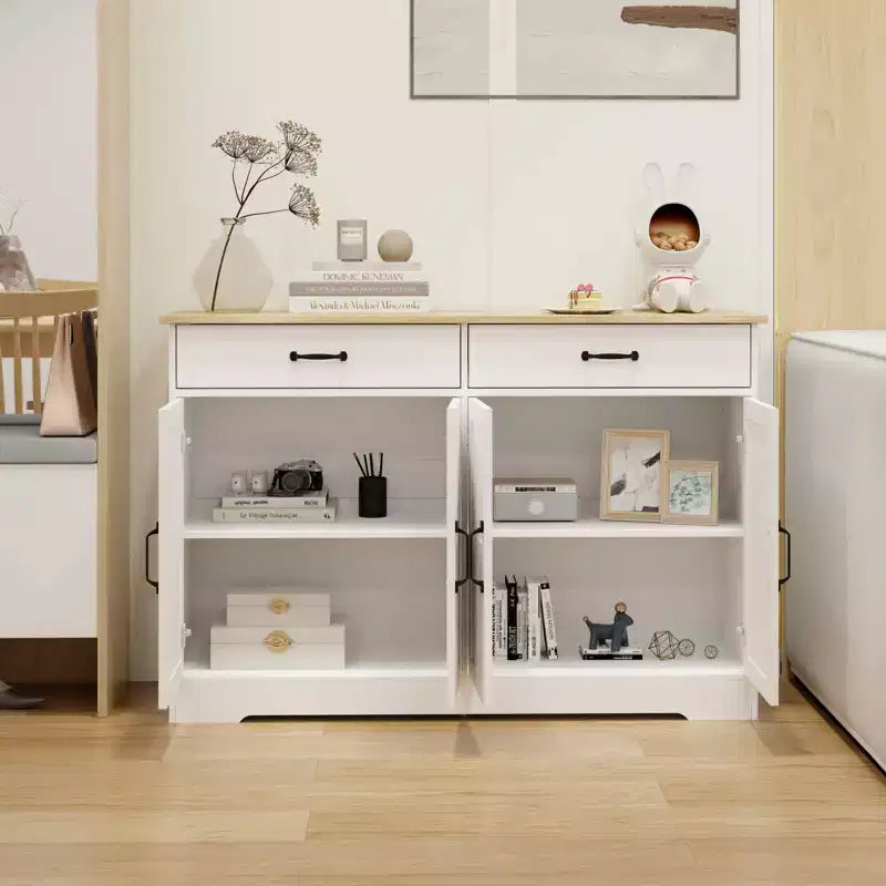 Farmhouse-style sideboard; 2 drawers, 4 doors