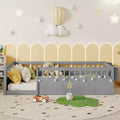 GDFStudio Sana Modern Montessori Floor Bed with High Rails; LED Light and Storage Shelf