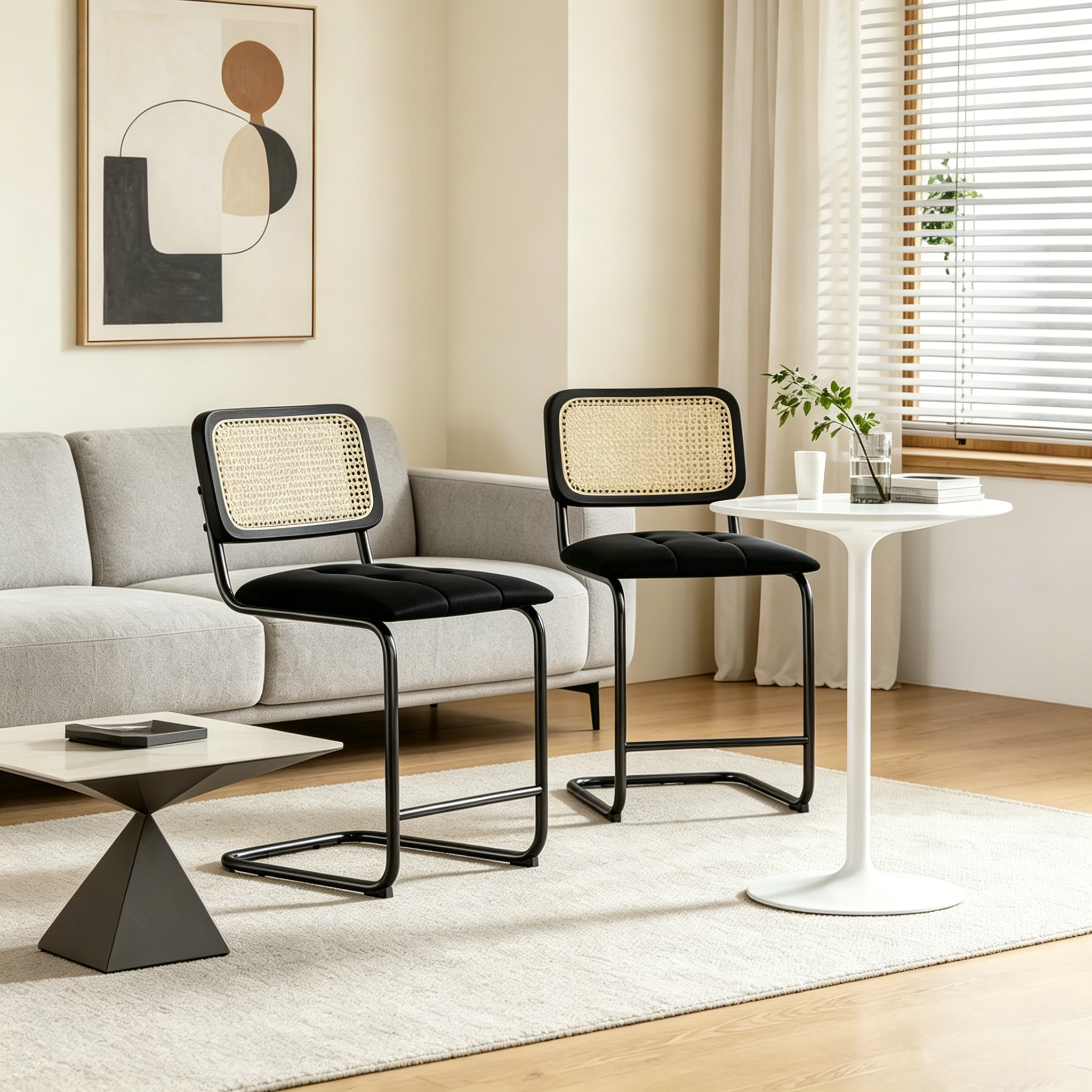 Bar stools; PU leather upholstered bar stools