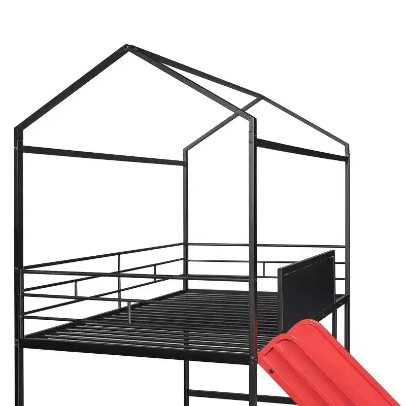 Lit mezzanine double avec toboggan et tableau d'écriture