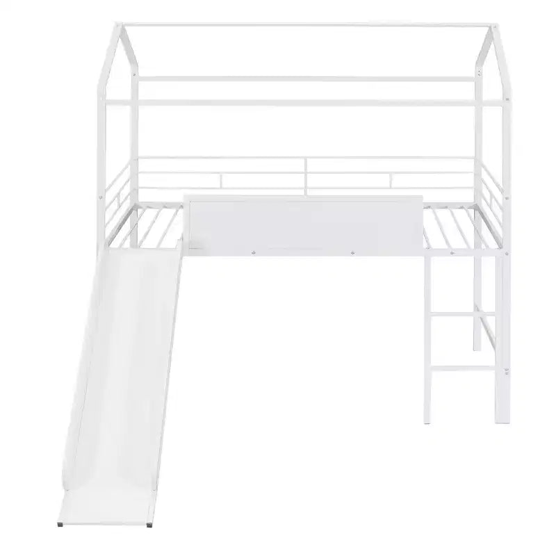 Lit mezzanine double avec toboggan et tableau d'écriture
