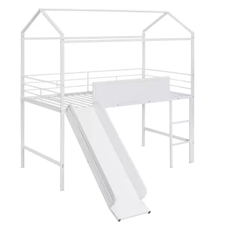 Lit mezzanine double avec toboggan et tableau d'écriture