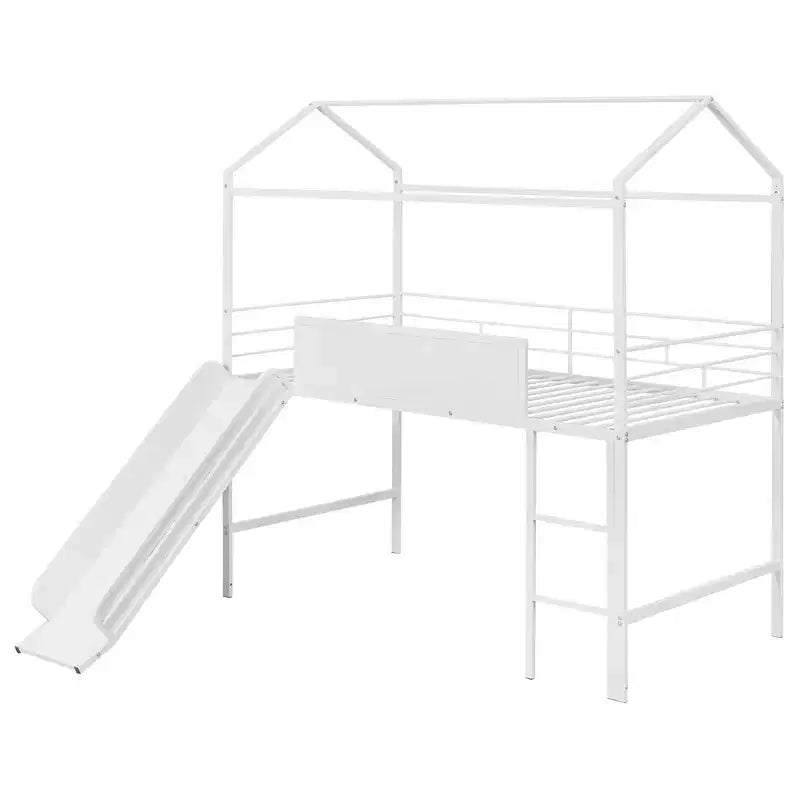 Lit mezzanine double avec toboggan et tableau d'écriture