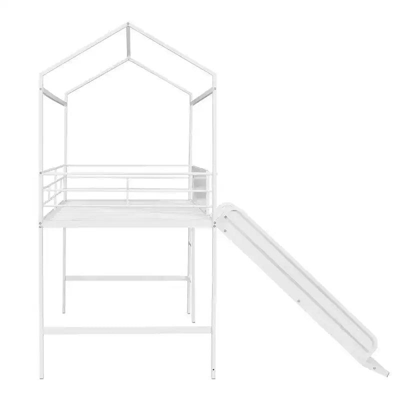 Lit mezzanine double avec toboggan et tableau d'écriture