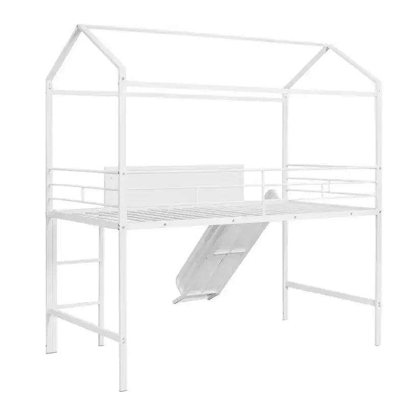 Lit mezzanine double avec toboggan et tableau d'écriture