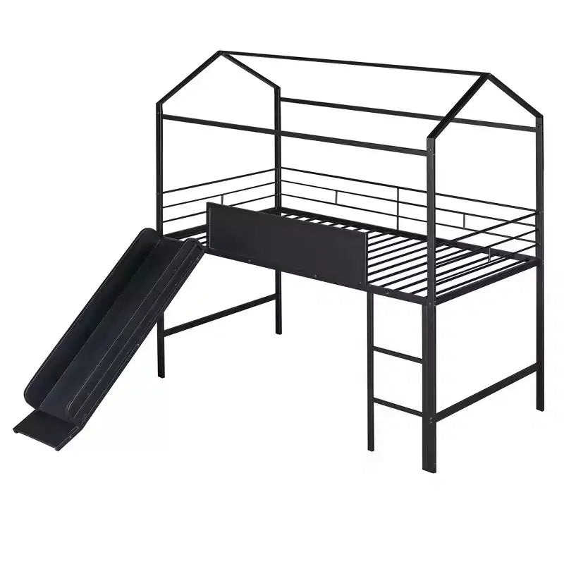 Lit mezzanine double avec toboggan et tableau d'écriture
