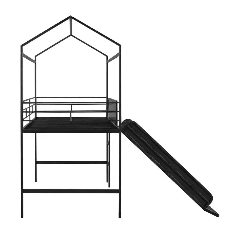 Lit mezzanine double avec toboggan et tableau d'écriture